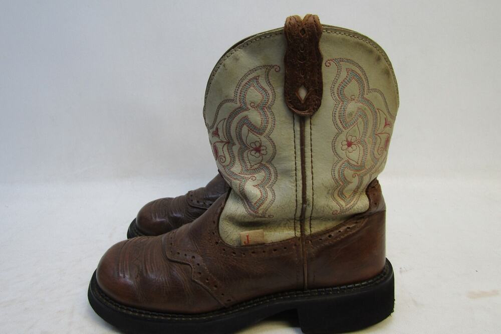 Justin Womens Size 7.5 B Gypsy Brown Leather Stockman Cowboy Western Boots